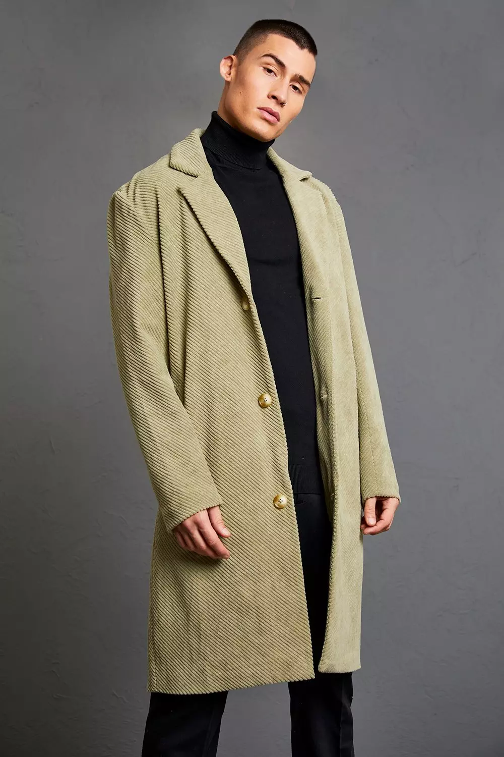 Veste oversize style trench en velours côtelé, Sage autre image