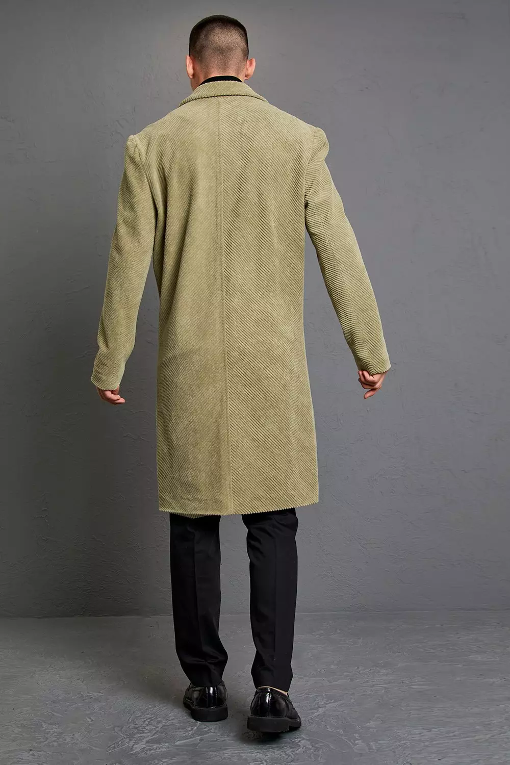 Veste oversize style trench en velours côtelé, Sage autre image