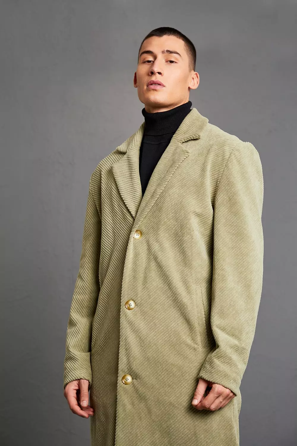 Veste oversize style trench en velours côtelé, Sage autre image