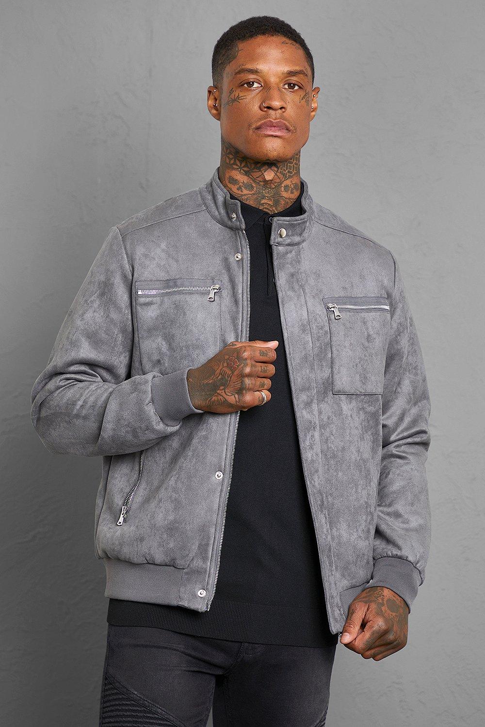 River island grey deals suede biker jacket