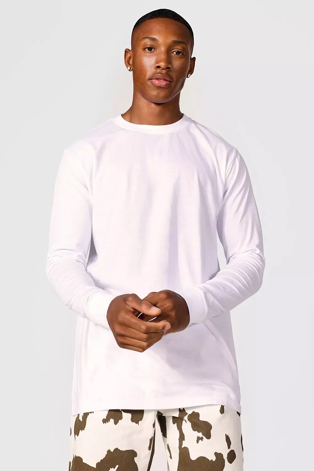 Basic Long Sleeve Crew Neck T Shirt boohooMAN UK