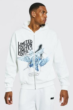 Tall Limited Dove Print Zip Through Hoodie