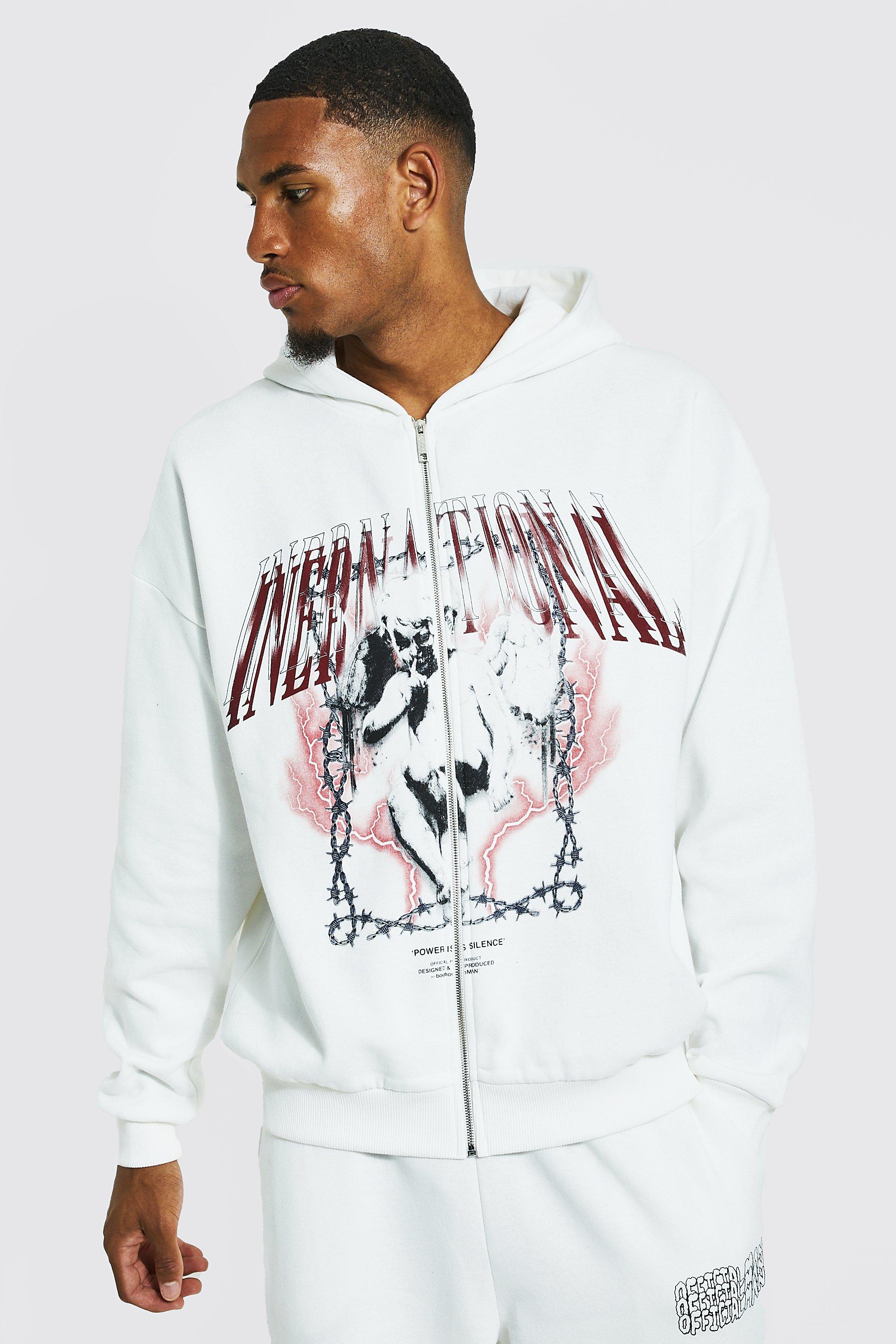 Tall Dove Graphic Zip Through Hoodie