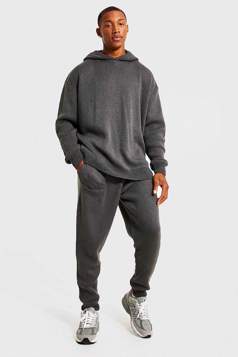 Brushed Knitted Hoodie & Jogger Tracksuit | boohooMAN USA