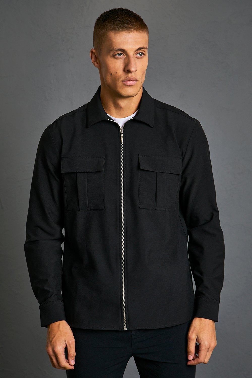 Zip Through 4 Way Stretch Cargo Overshirt