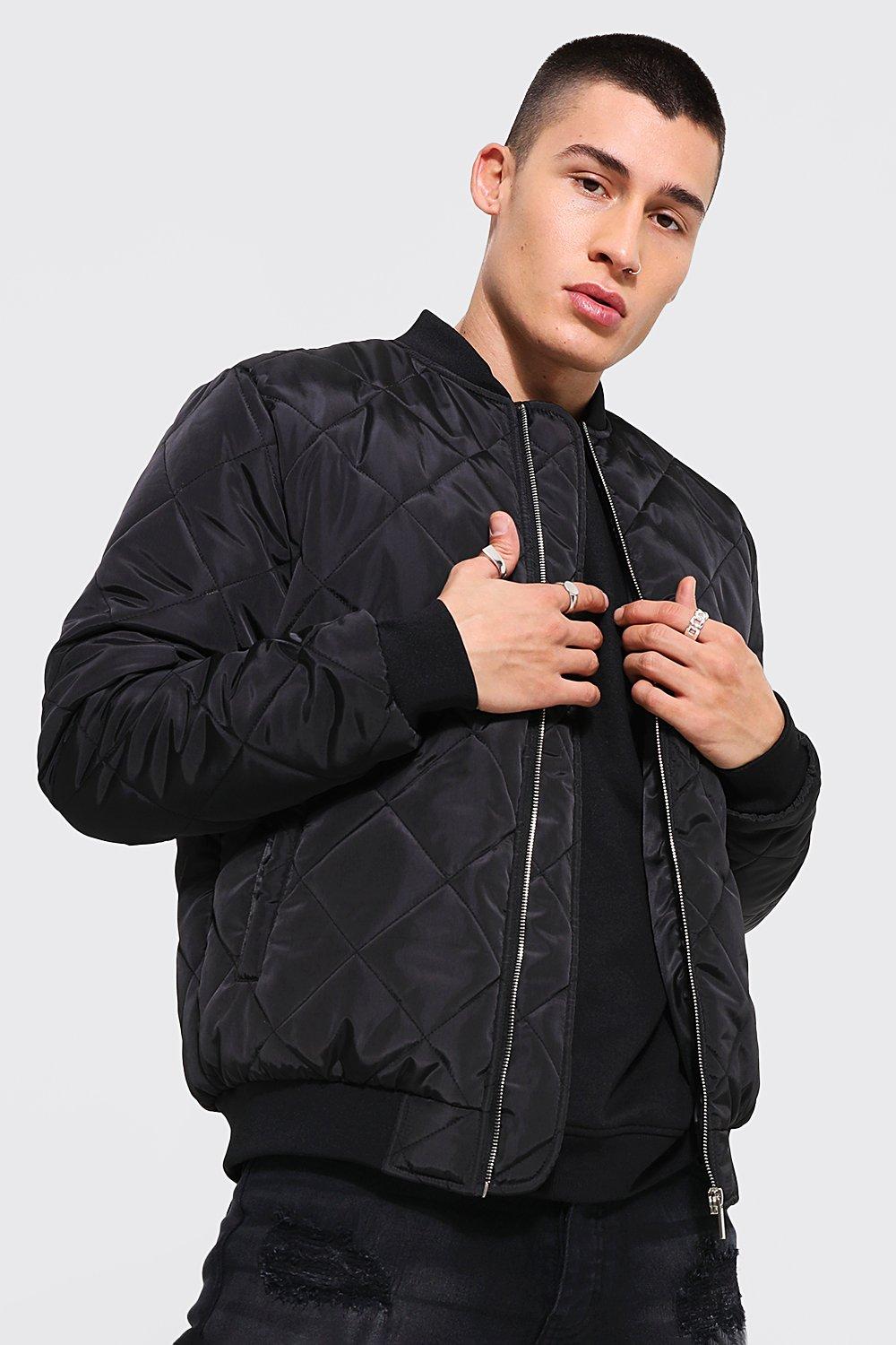 Pretifeel Men's Diamond Quilted Bomber Jacket