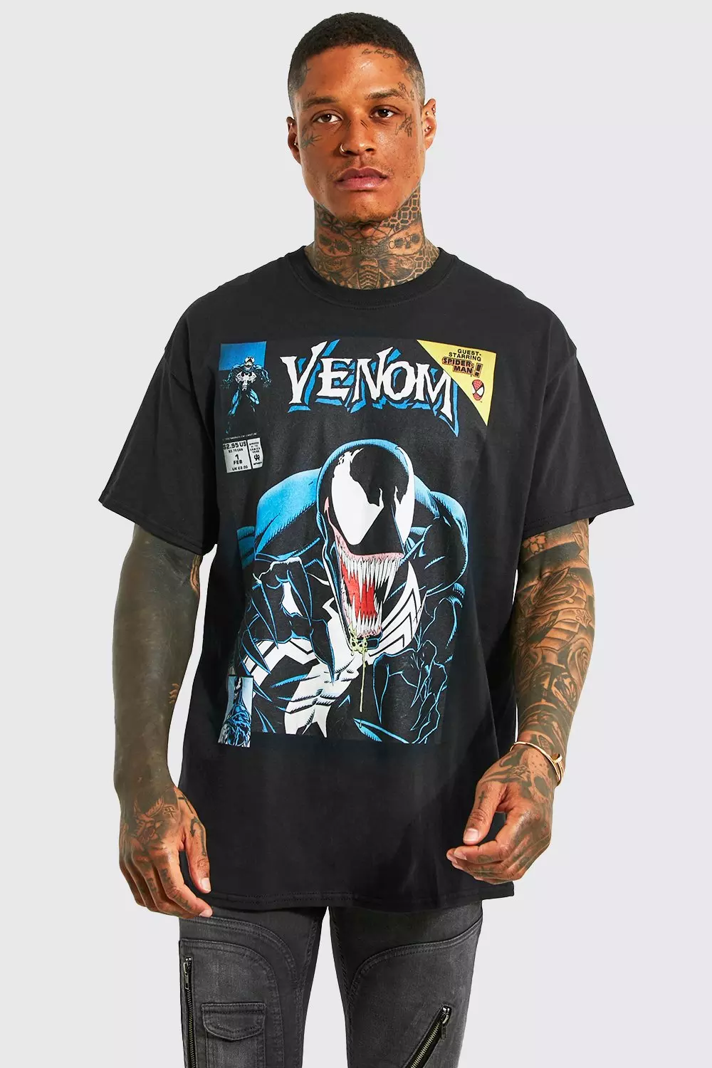 Black Oversized Gelicenseerd Venom T-Shirt alternatieve afbeelding
