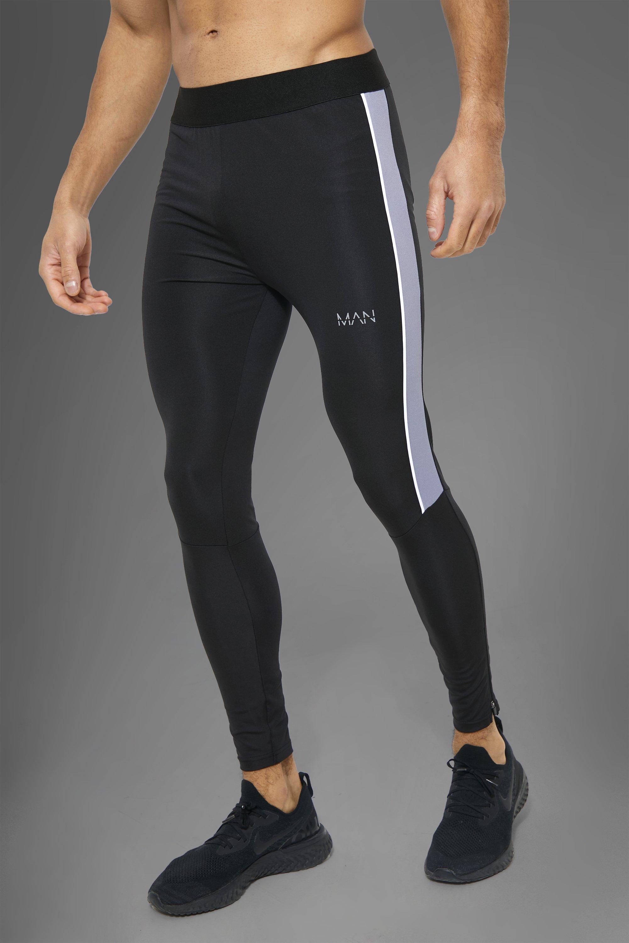 Man Active Gym Contrast Piping Legging