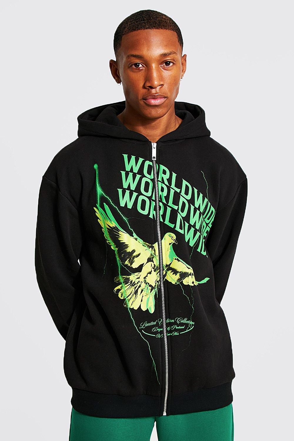 Boohooman worldwide hoodie hot sale