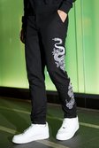 Black Skinny Dragon Embroidered Pants