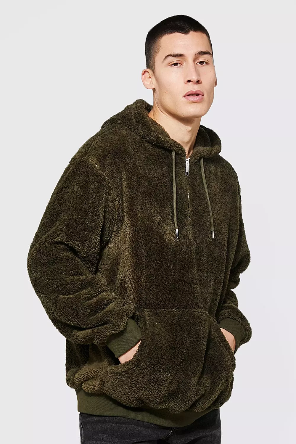 Half zip fur hoodie hotsell