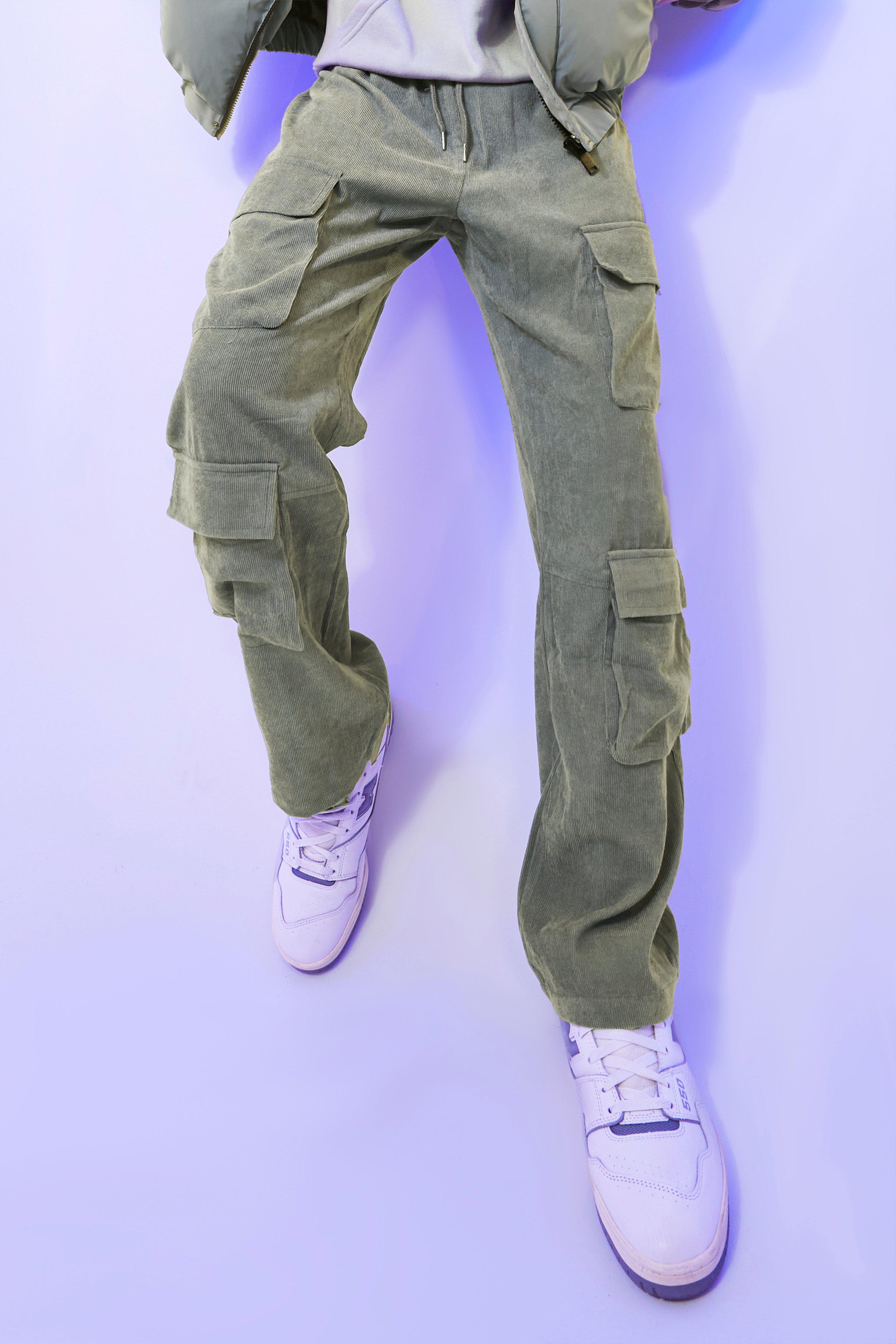 boohooMAN Men's Relaxed 3D Pocket Cargo Pants