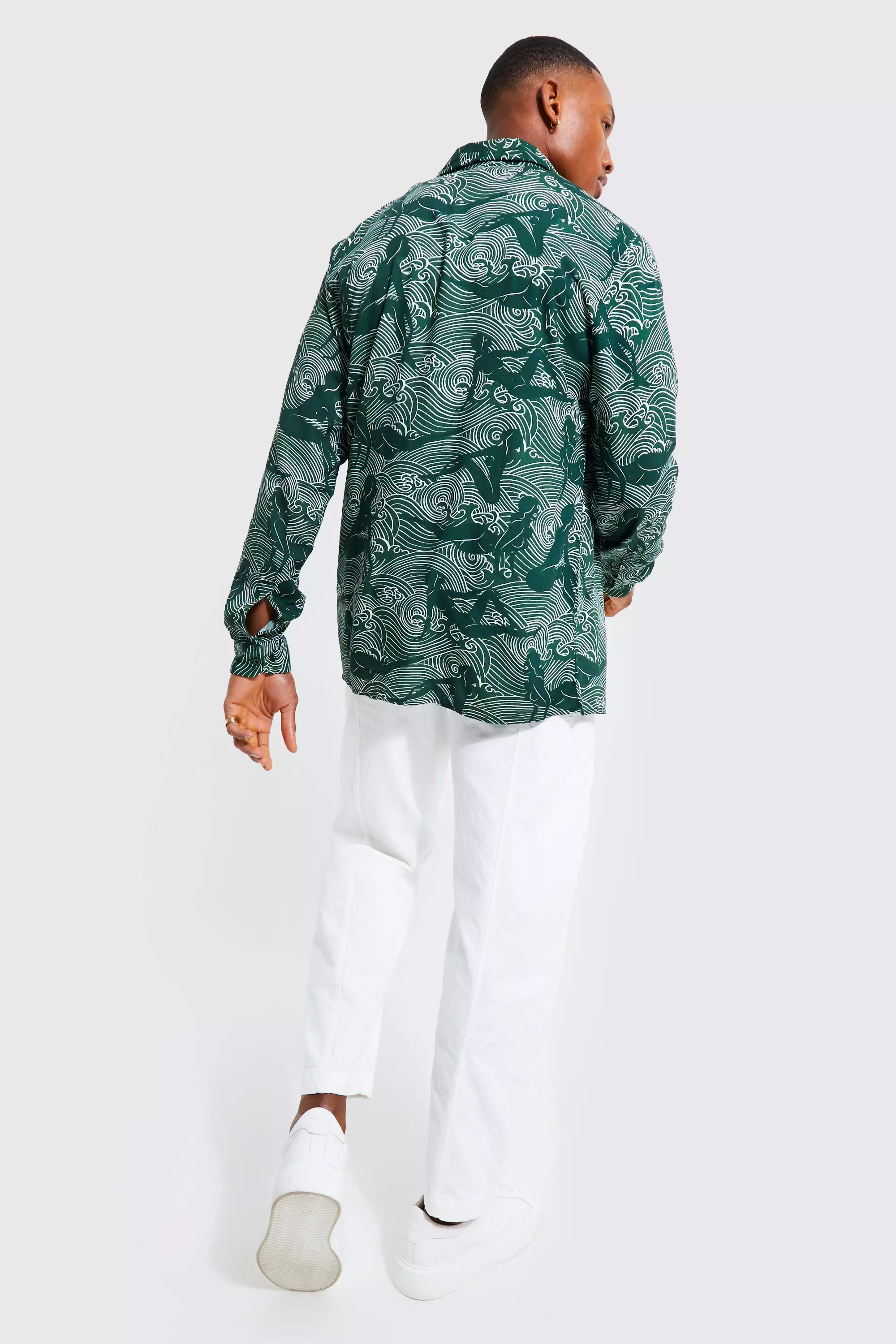 Green Viscose Blouse Met Lange Mouwen alternatieve afbeelding