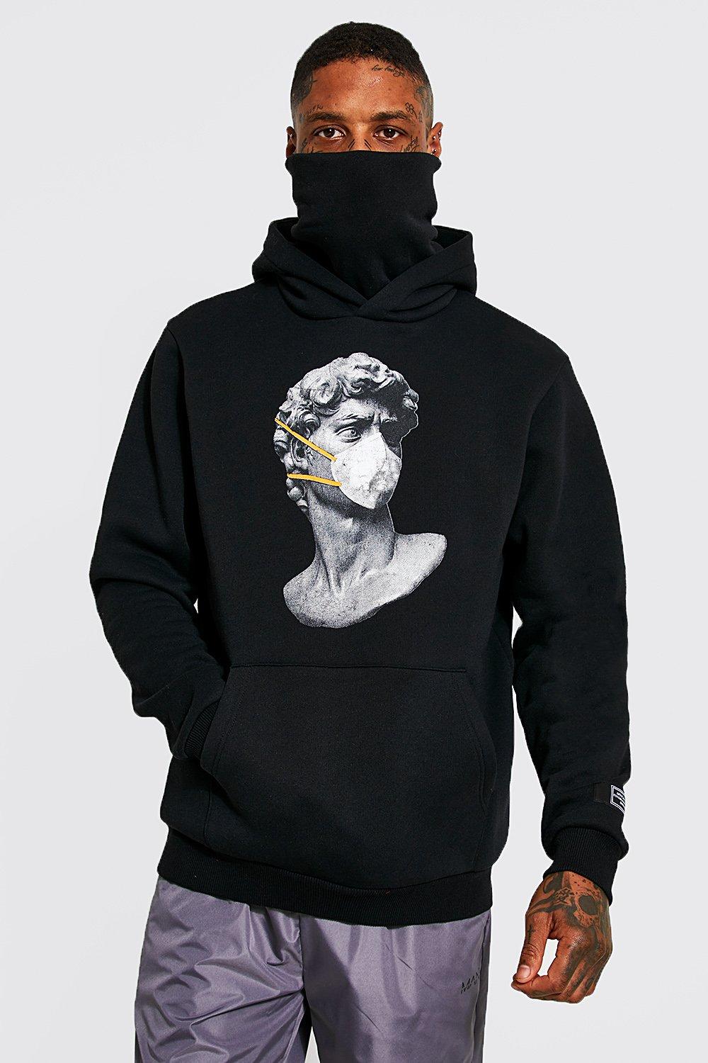 Statue Graphic Snood Hoodie boohooMAN USA