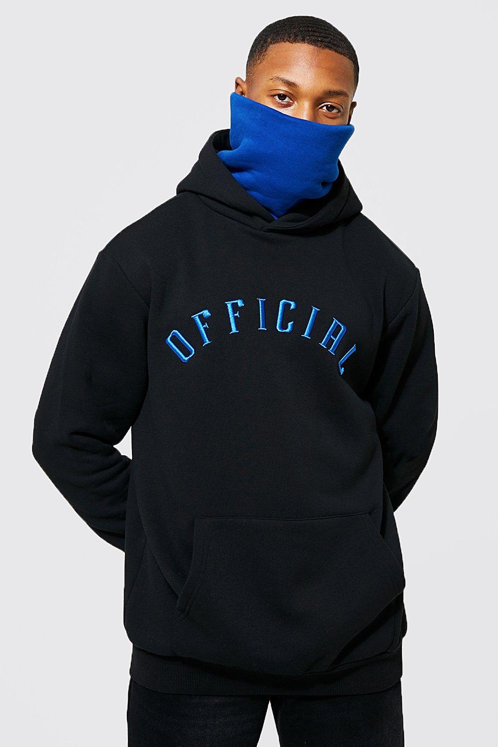 Official 3d Embroidered Snood Hoodie boohooMAN USA