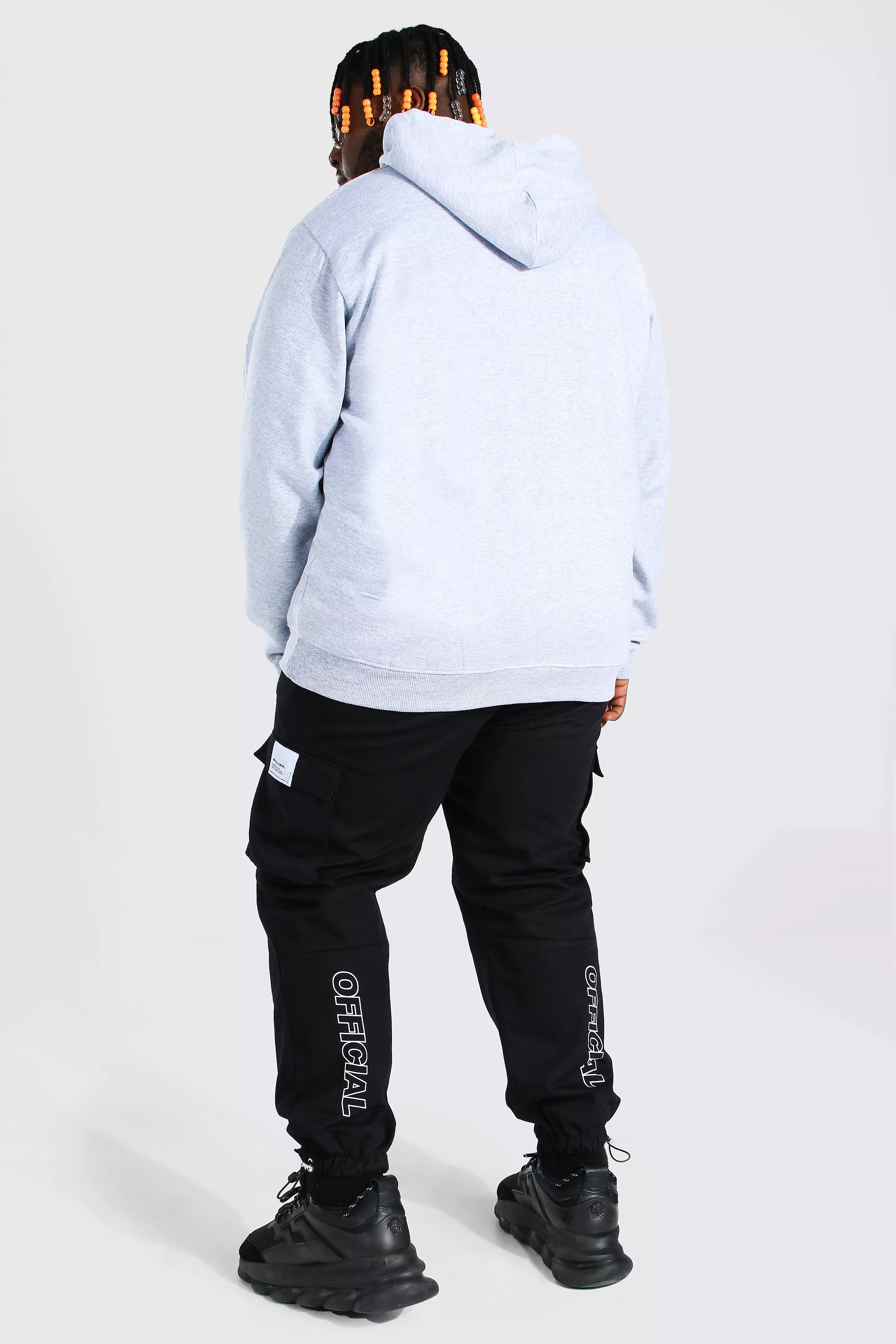 Grey marl Plus Size Basic Overhead Hoodie alternatieve afbeelding