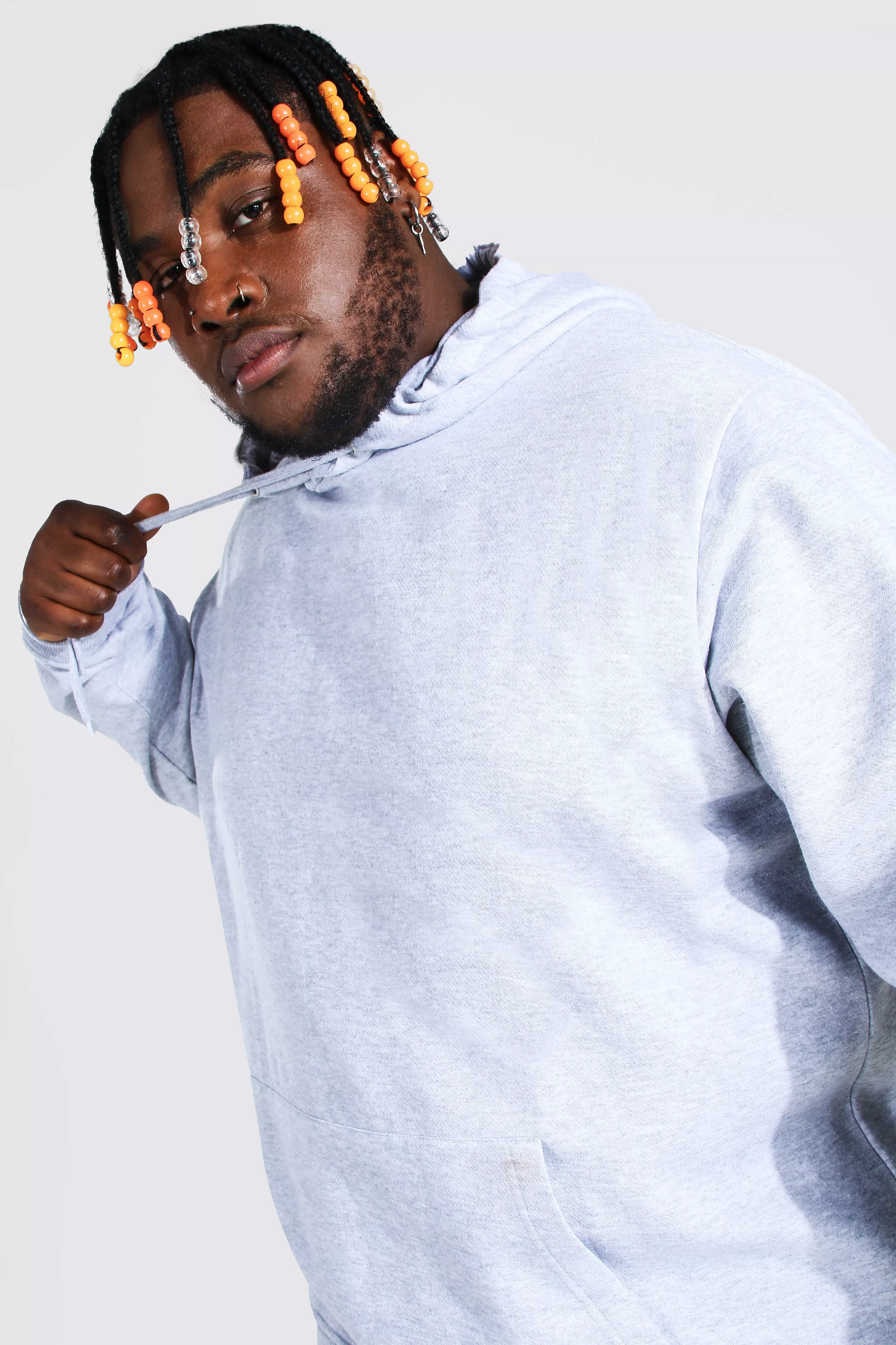 Grey marl Plus Size Basic Overhead Hoodie alternatieve afbeelding