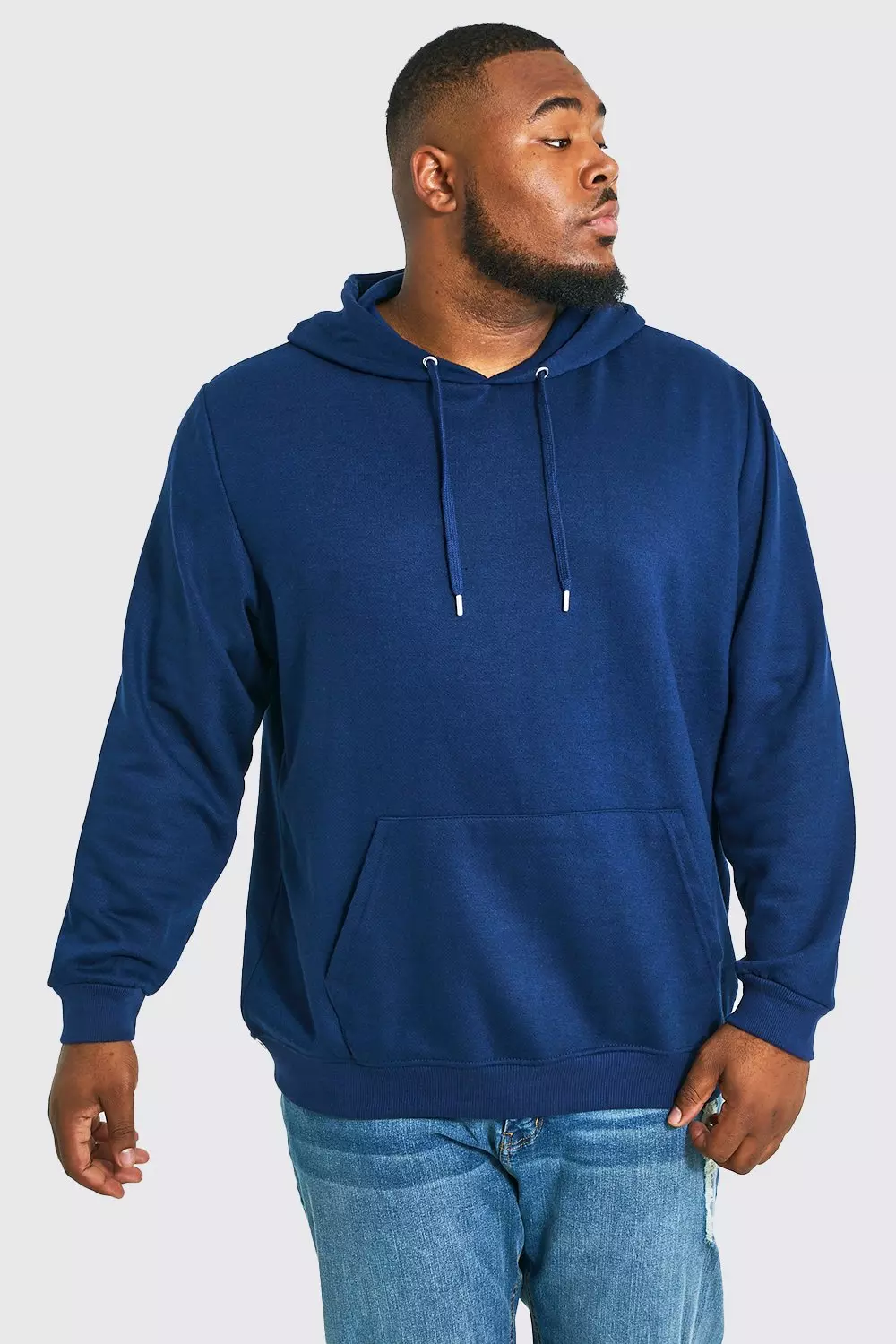 Navy Plus Size Basic Overhead Hoodie alternatieve afbeelding