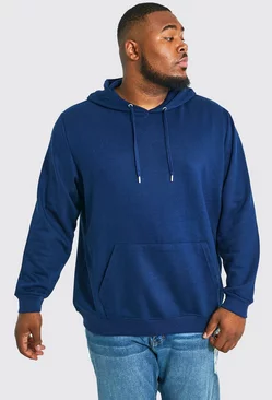Navy Plus Size Basic Over The Head Hoodie