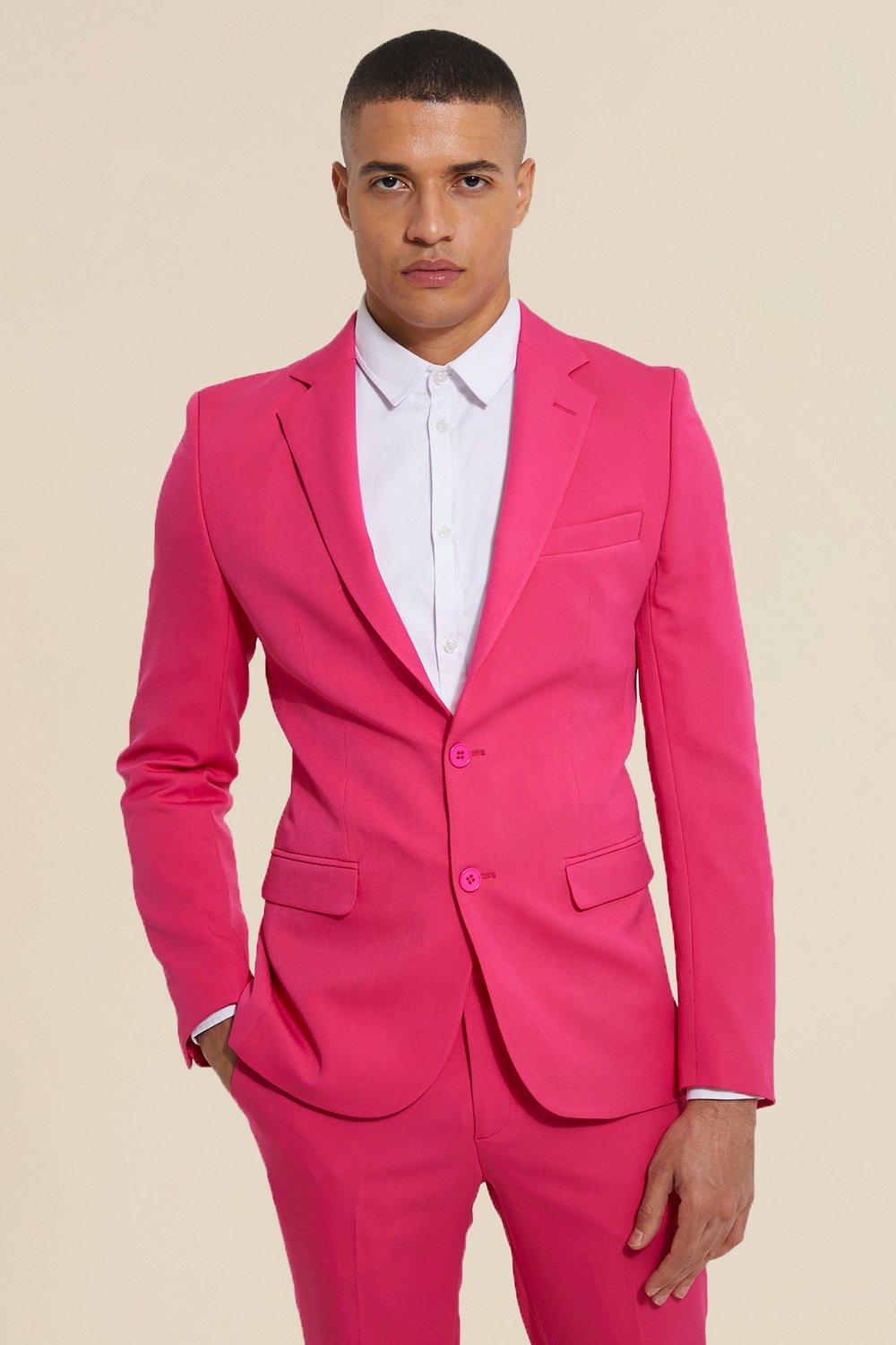 Bright Pink Slim Fit Suit, BLUZAT