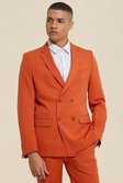 Burnt orange Slim Double Breasted Suit Jacket