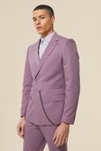 Mauve Double Breasted Skinny Chain Suit Jacket