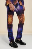 Pantalon de costume skinny à imprimé galaxie, Multi
