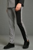 Black Skinny Check Spliced Suit Trousers