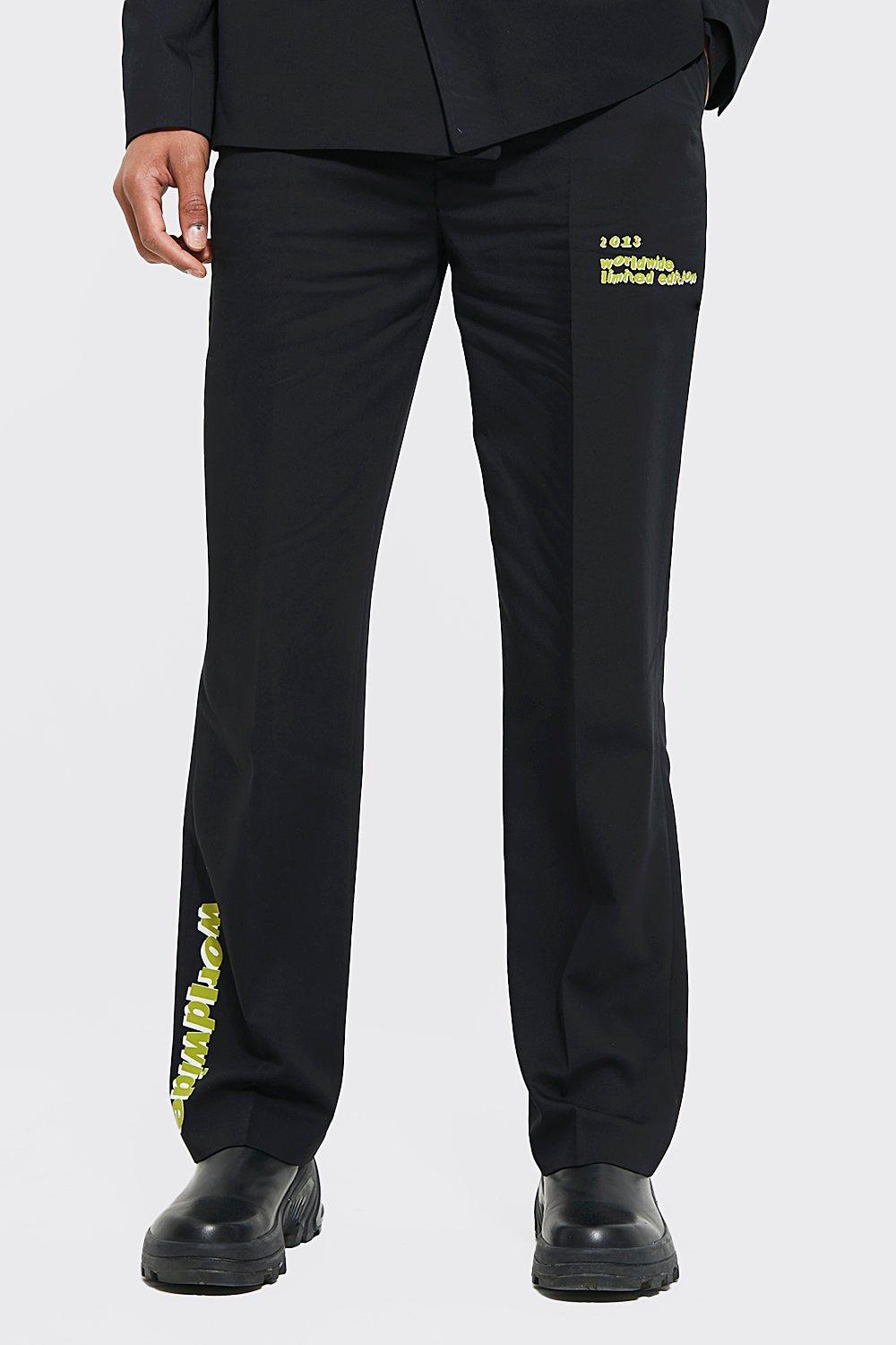 Black Relaxed Graphic Suit Trousers