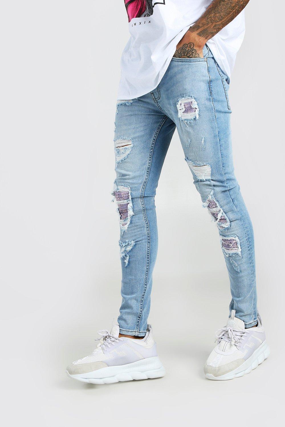 Good For Nothing skinny jeans in light blue with bandana patches