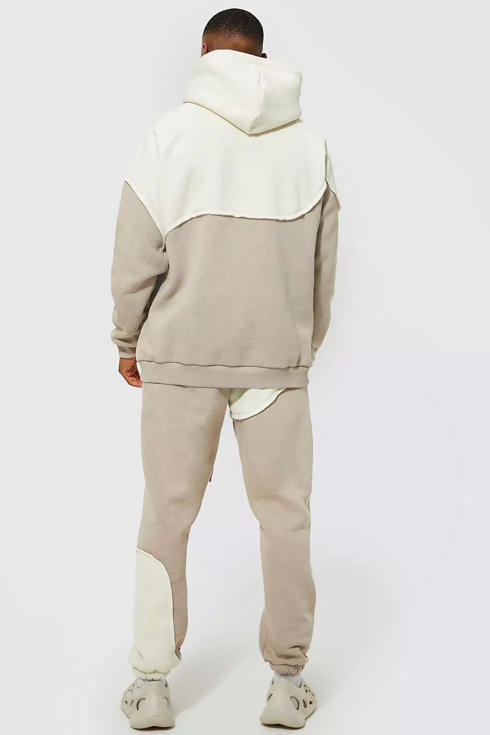 Ecru Oversized Man Spliced Hooded Tracksuit alternative image