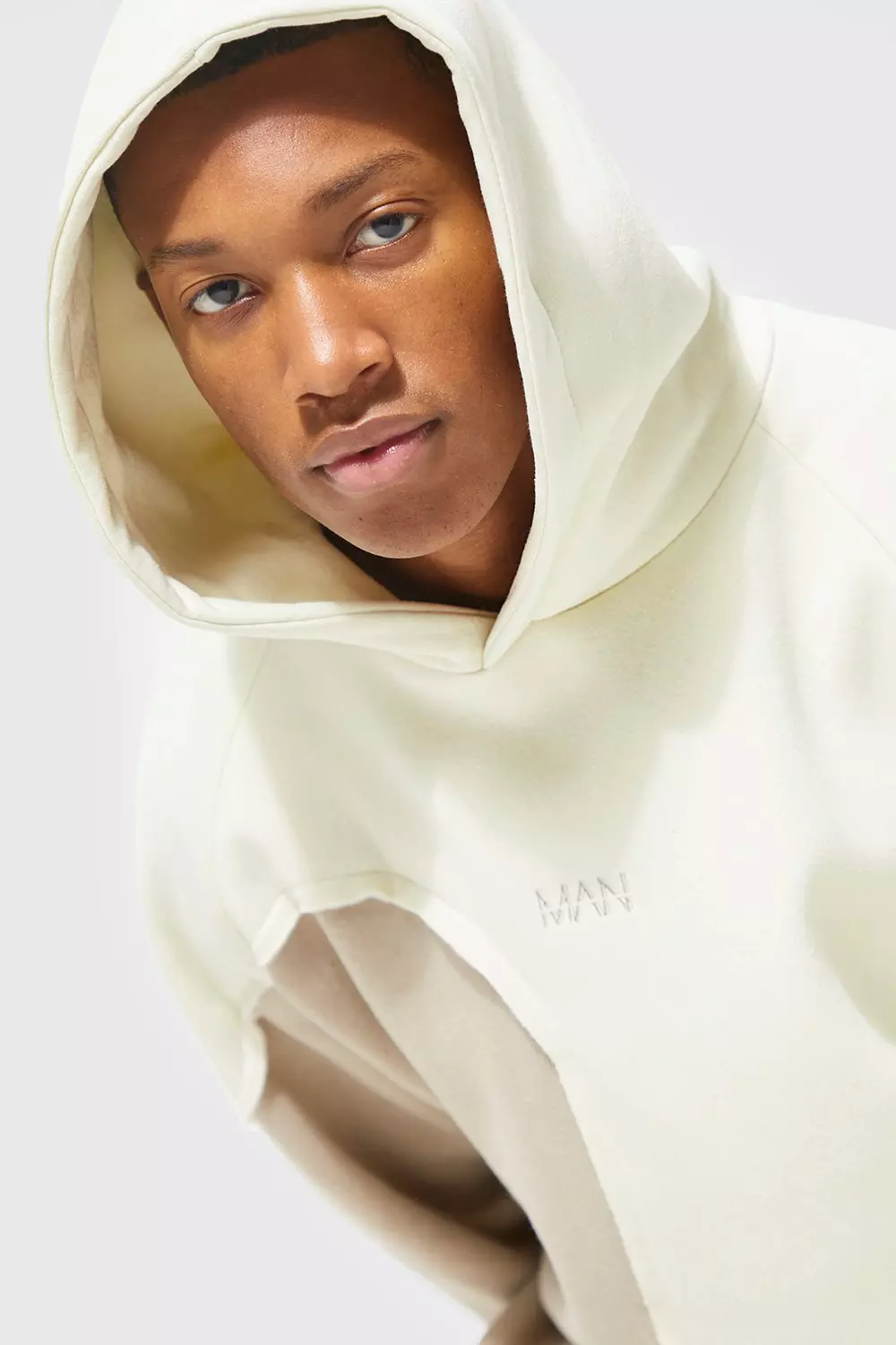 Ecru Oversized Man Spliced Hooded Tracksuit alternative image
