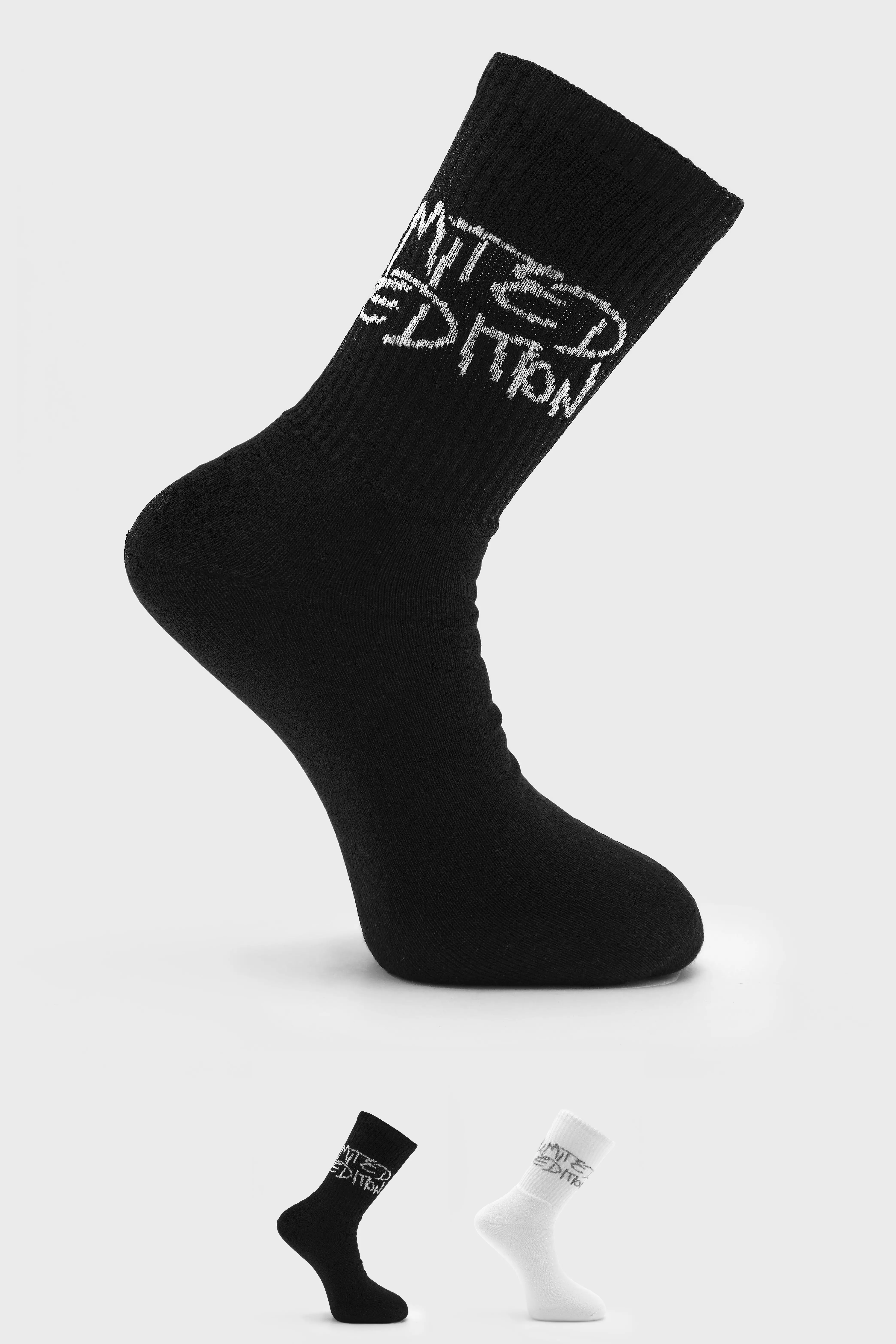 2 Pack Graphic Limited Edition Sock Black