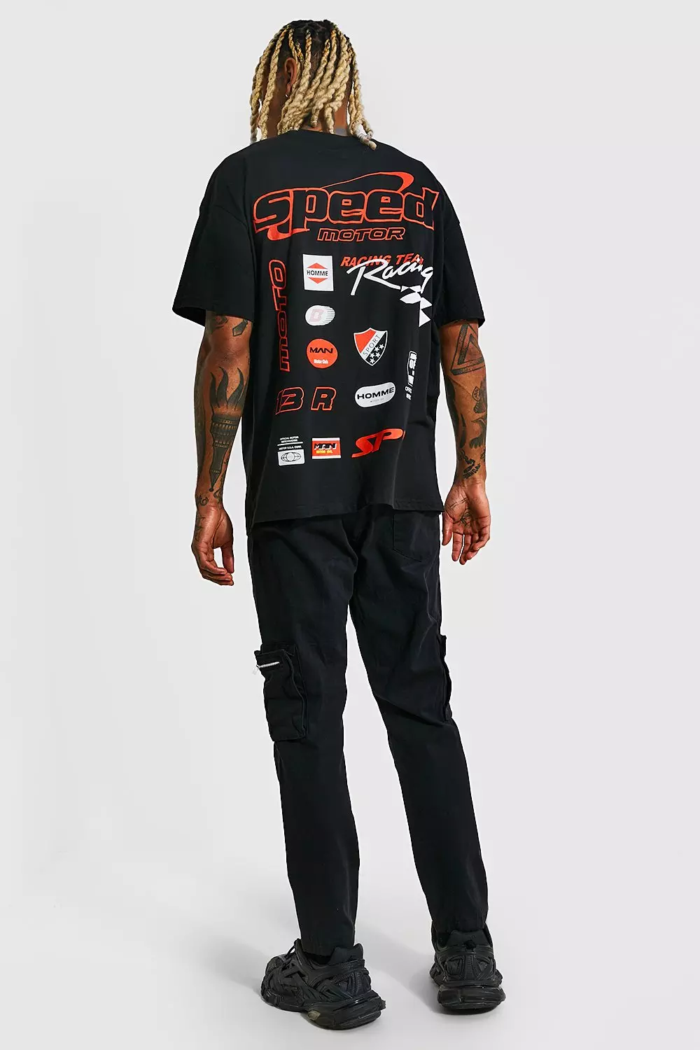 Black Oversized Motorsport Print T-shirt alternative image