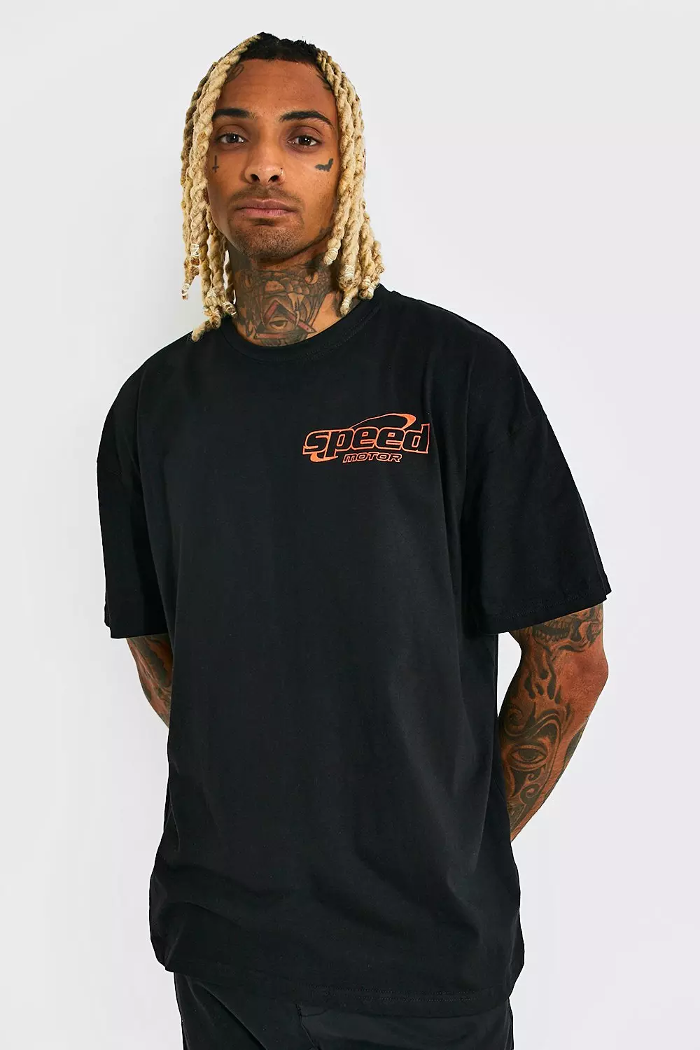 Black Oversized Motorsport Print T-shirt alternative image