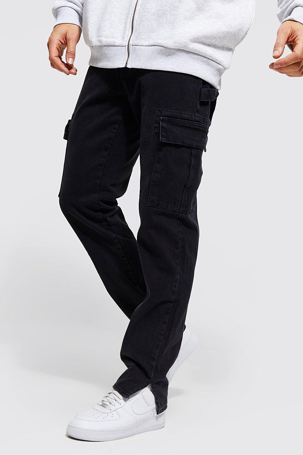 boohooMAN Men's Tall Straight Leg Cargo Jeans