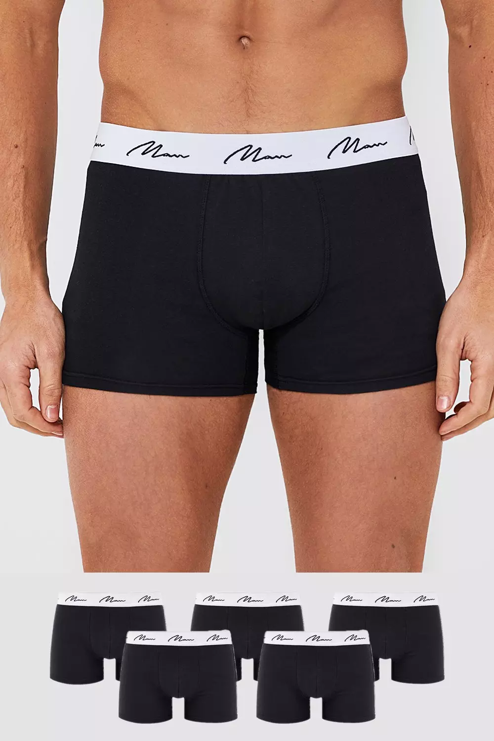 5 Pack Man Signature Trunks Black