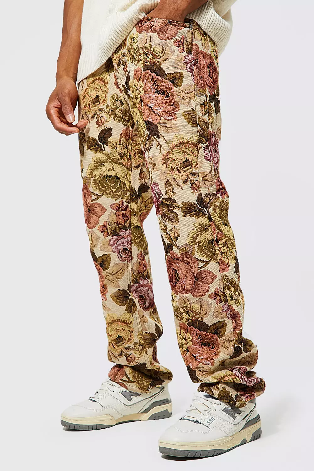 Sand Relaxed Fit Floral Tapestry Jeans alternative image