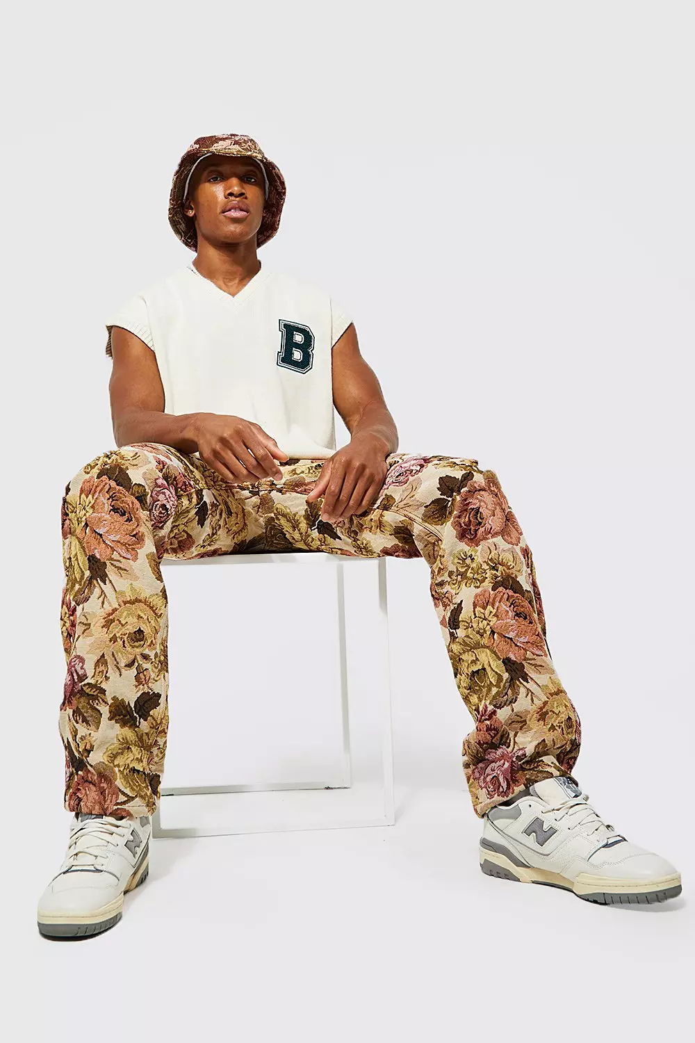 Sand Relaxed Fit Floral Tapestry Jeans alternative image