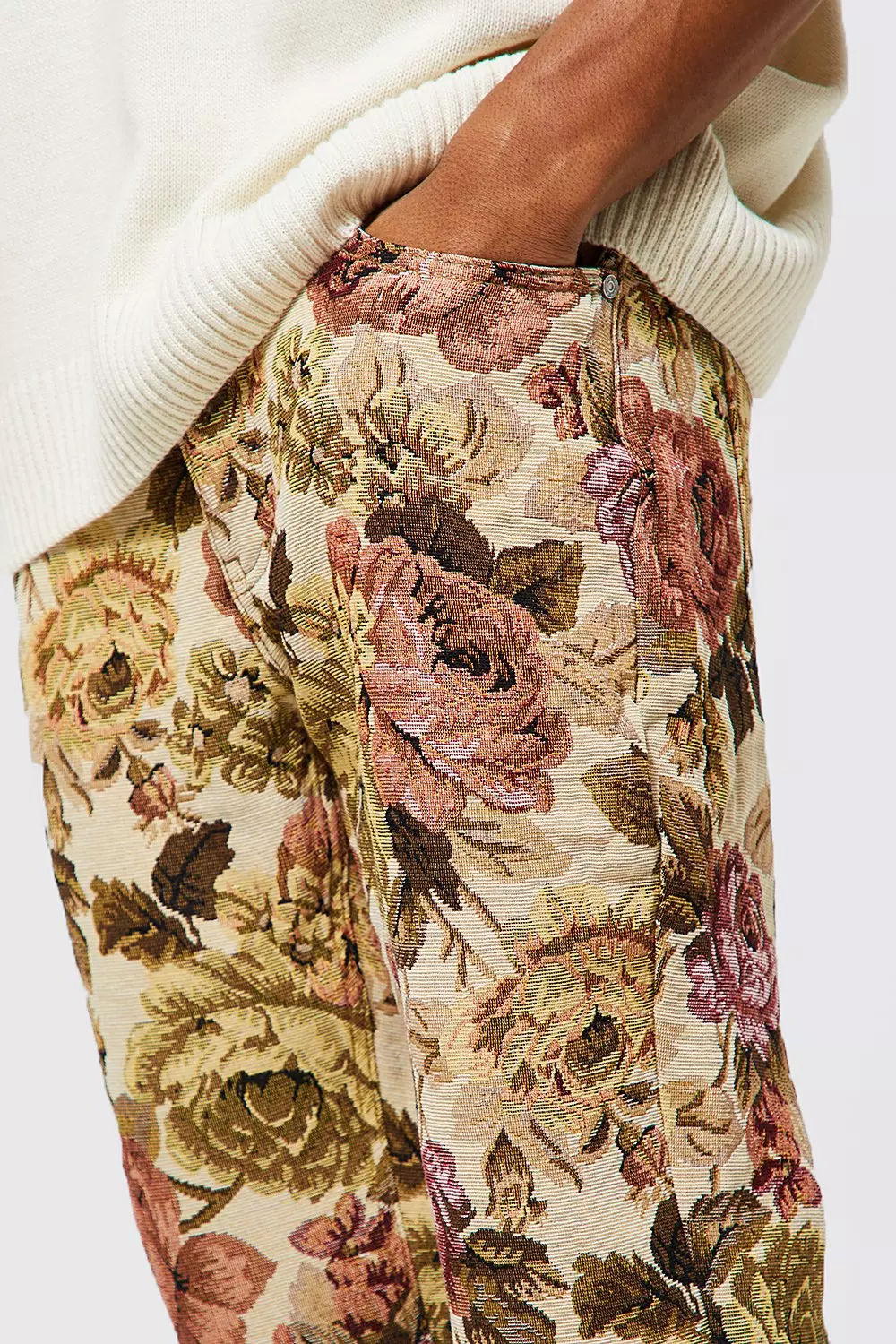 Sand Relaxed Fit Floral Tapestry Jeans alternative image