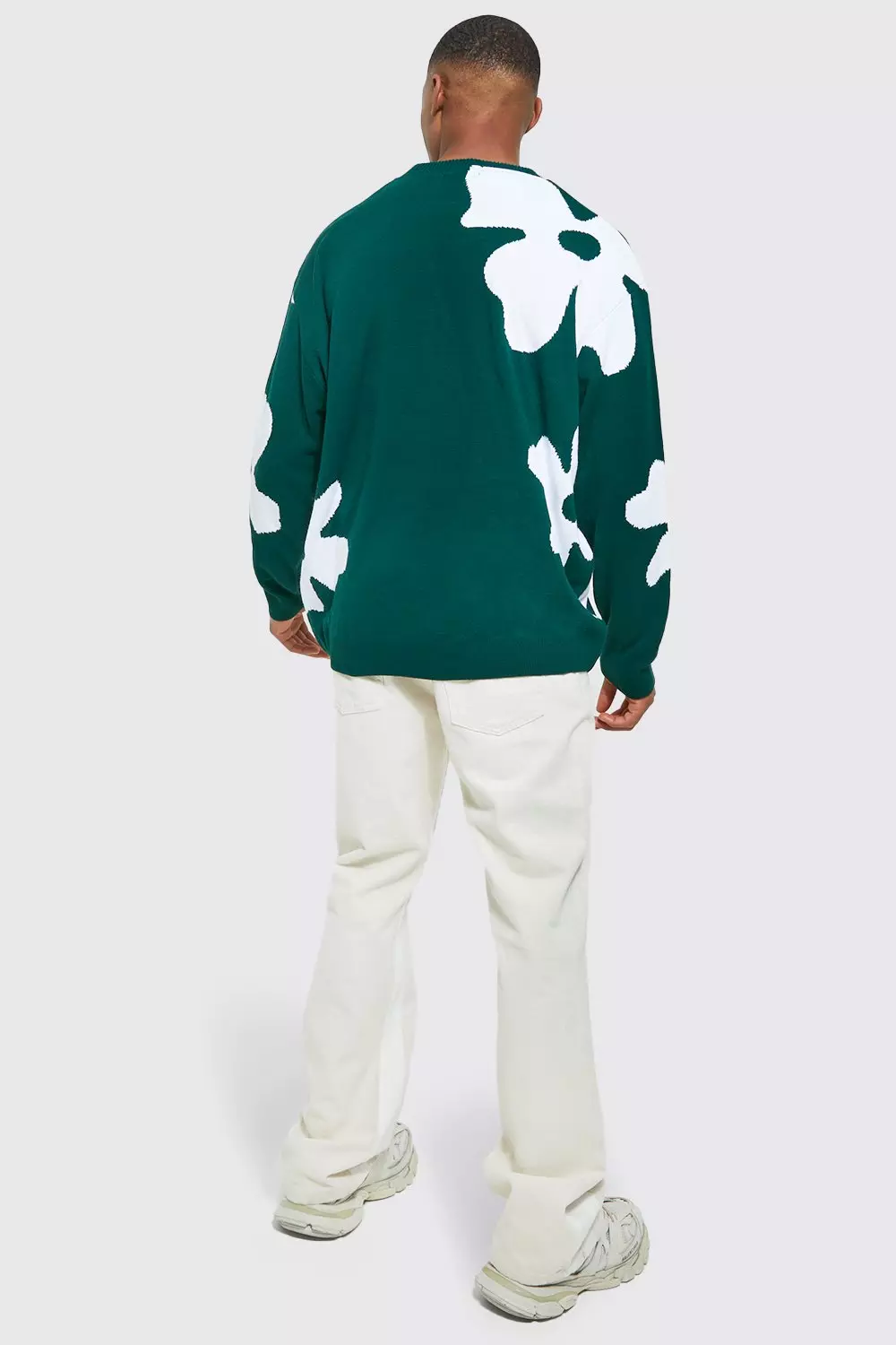 Oversized Floral Knitted Sweater | boohooMAN USA