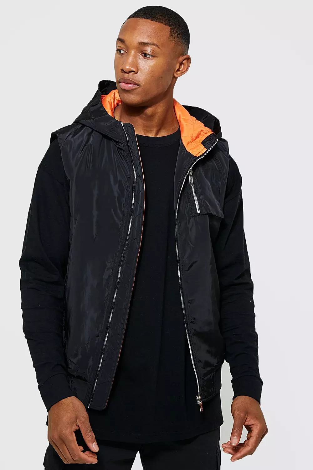 Sleeveless hooded jacket men's sale