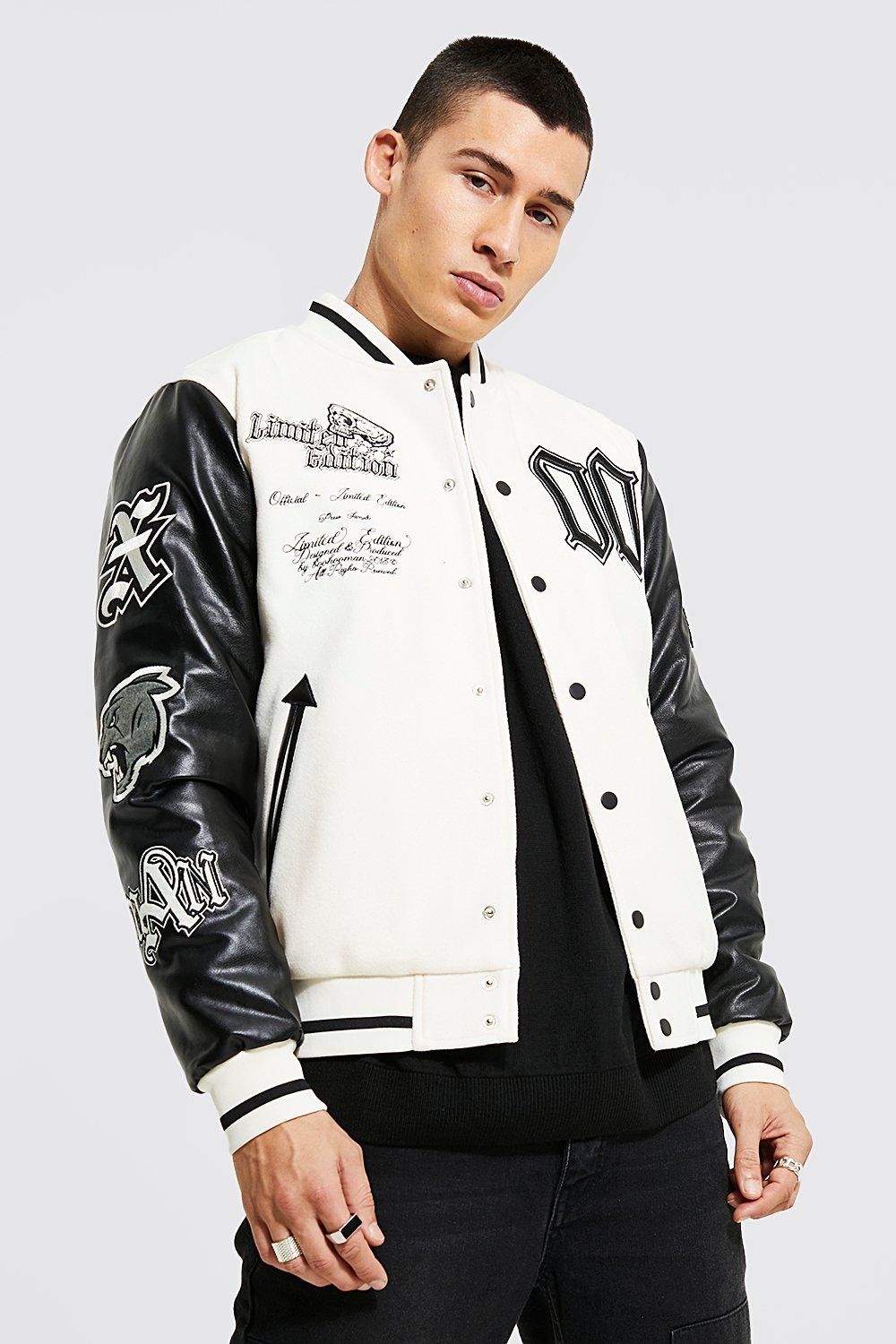 boohooMAN Men's Boxy Varsity Jacket