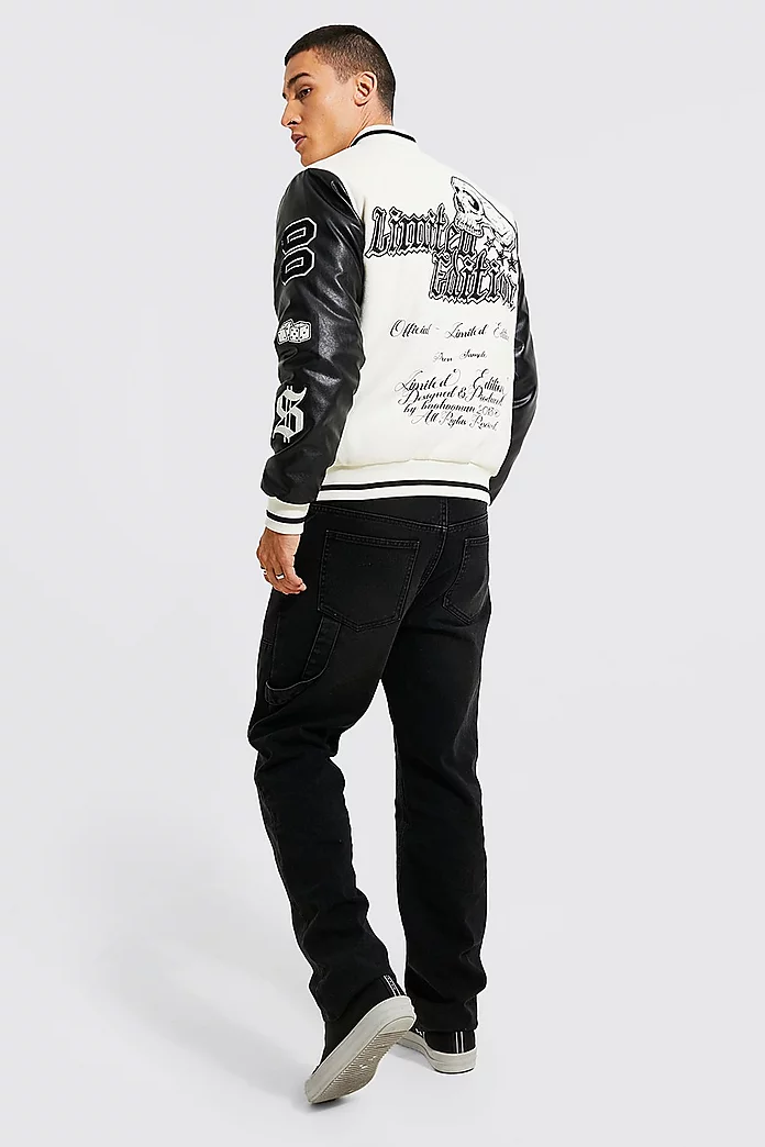 Limited Edition Broken Skull Varsity Jacket | boohooMAN USA Limited Edition Broken Skull Varsity Jacket | boohooMAN USA