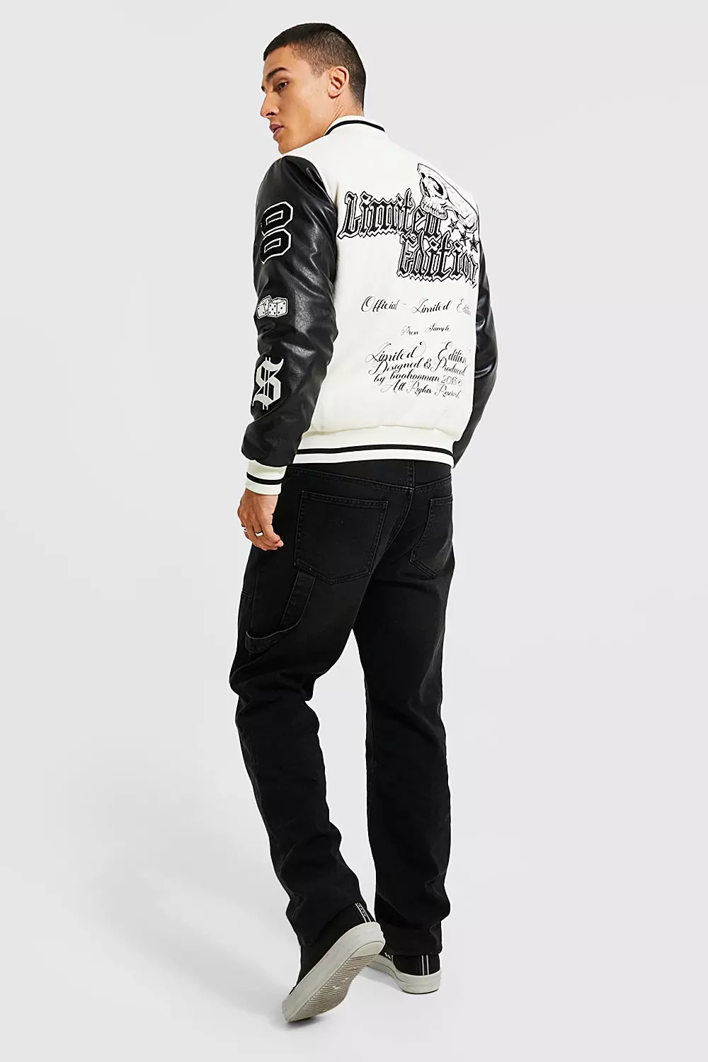 Limited Edition Broken Skull Varsity Jacket | boohooMAN USA