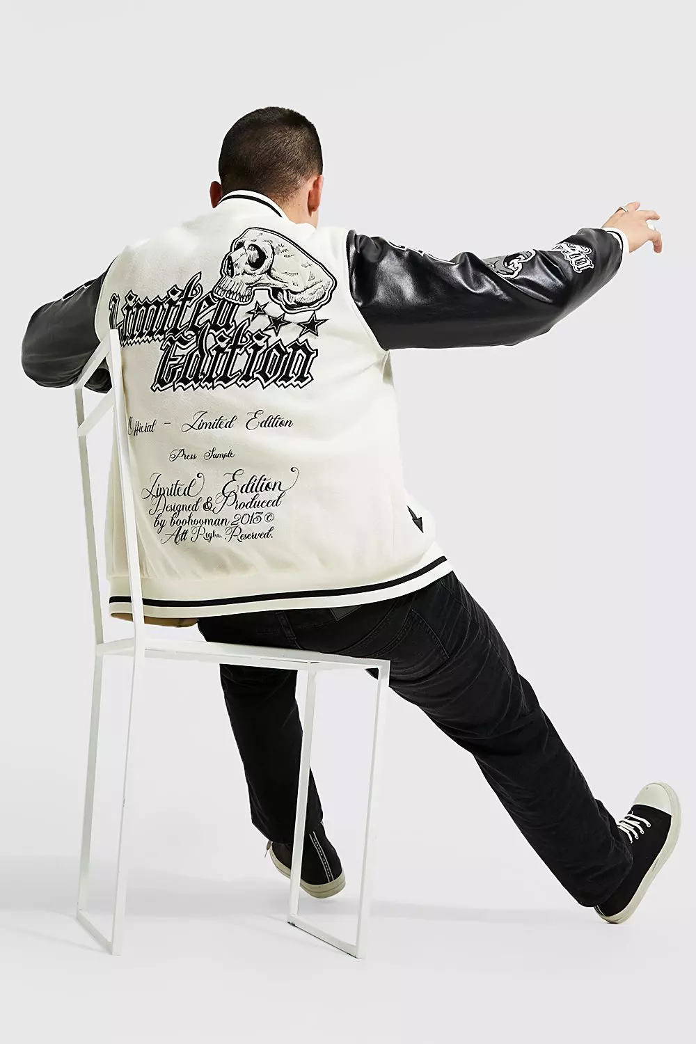Limited Edition Broken Skull Varsity Jacket | boohooMAN USA