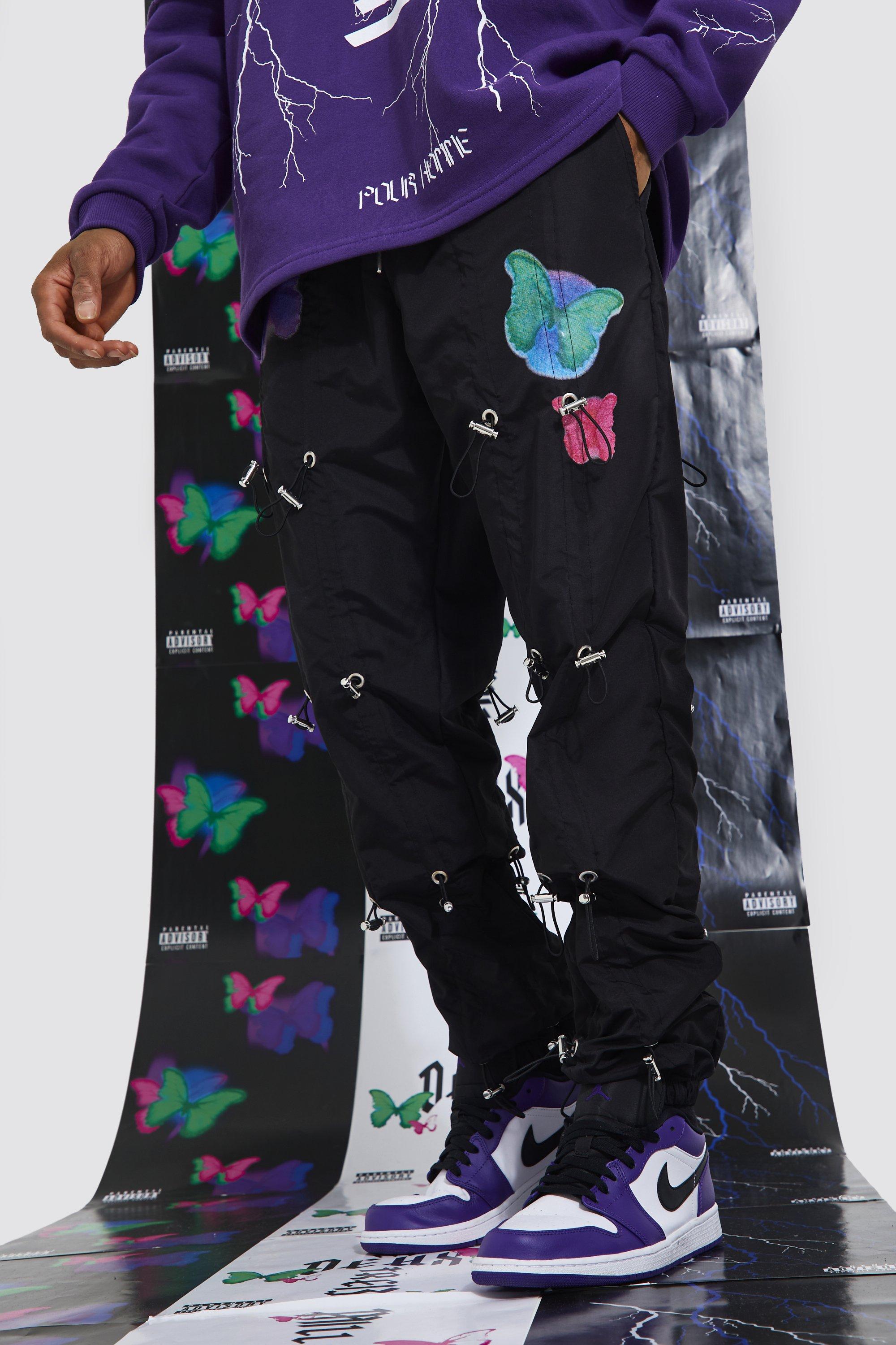 Regular Fit Butterfly Shell Toggle Joggers boohooMAN