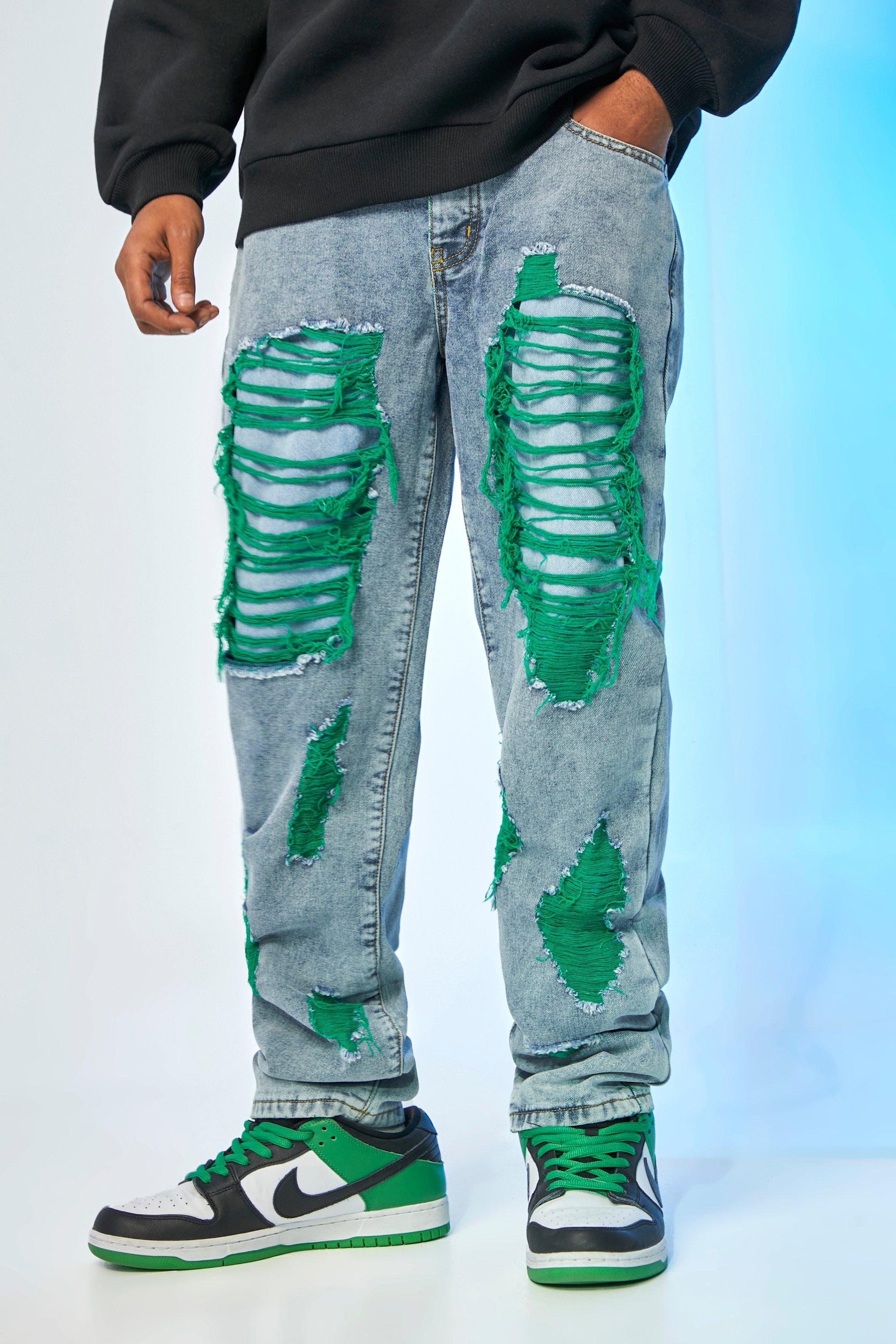 Distressed Green Jeans