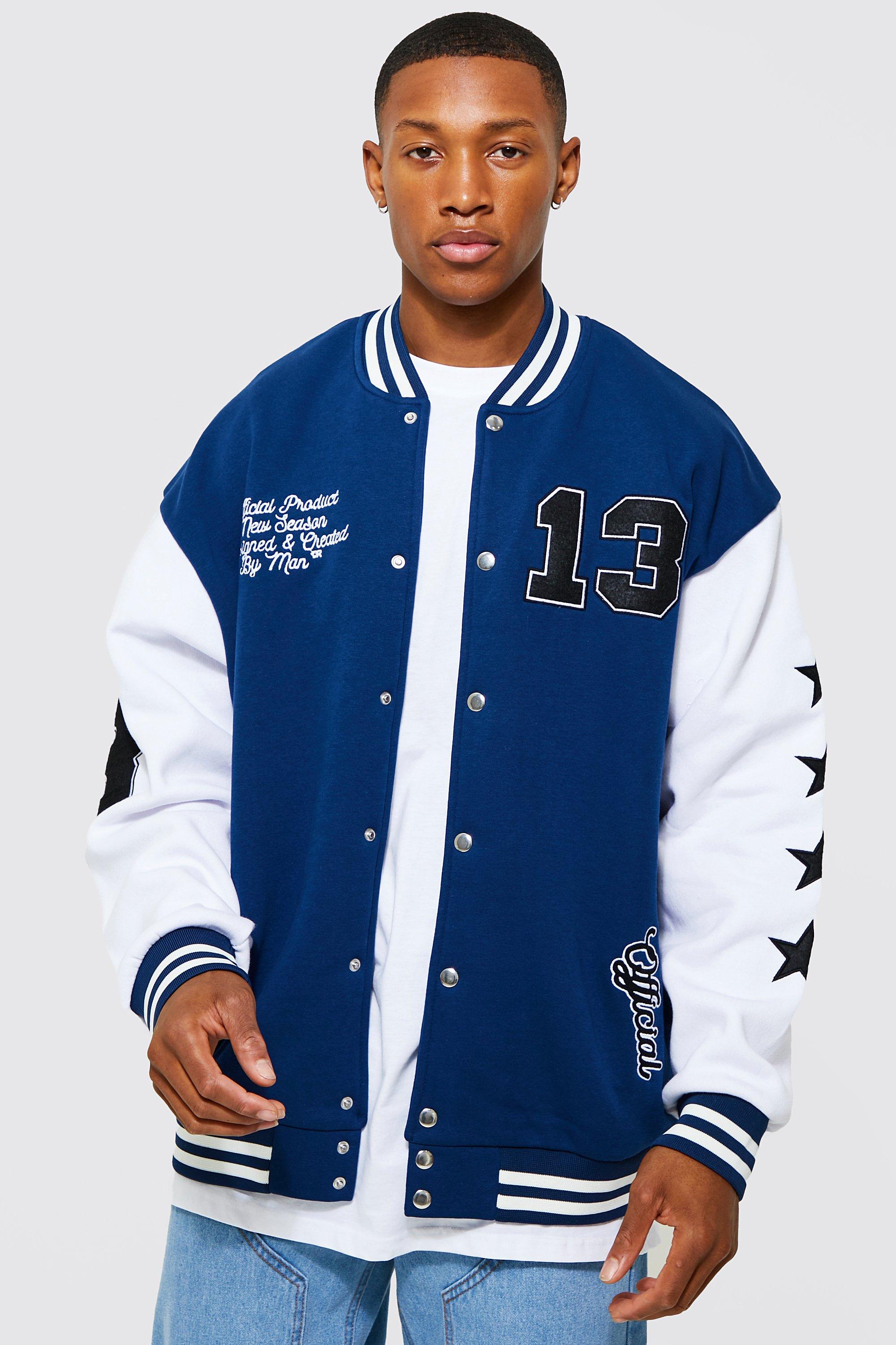 Oversized Sports Club Badge Varsity Jacket