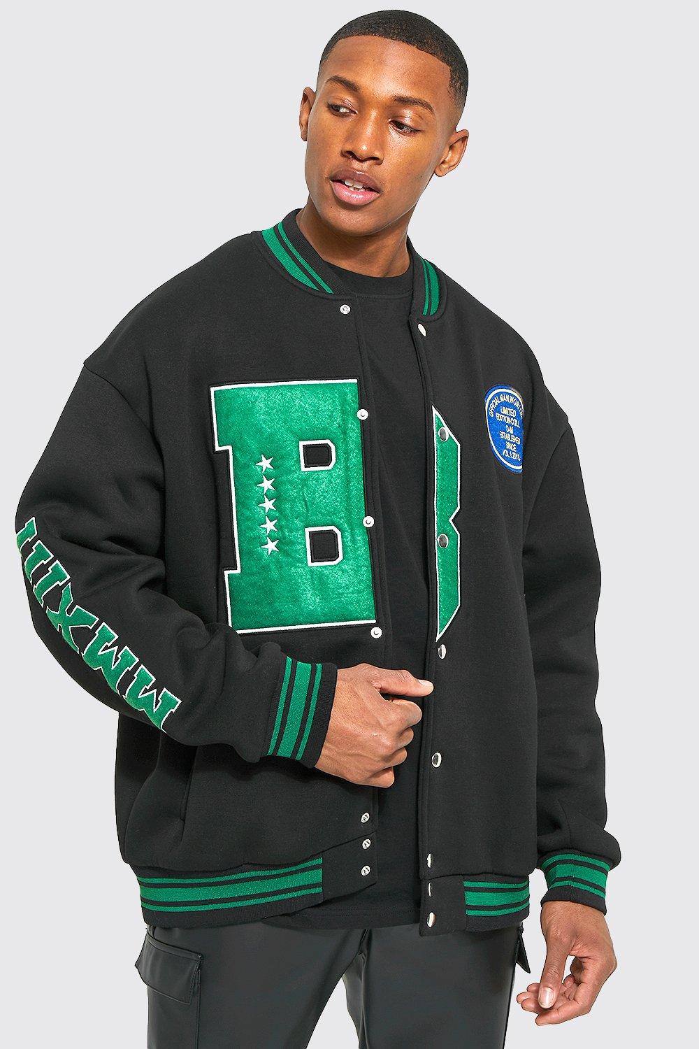 boohooMAN Oversized Vintage Varsity Jersey Short - Black - Size S